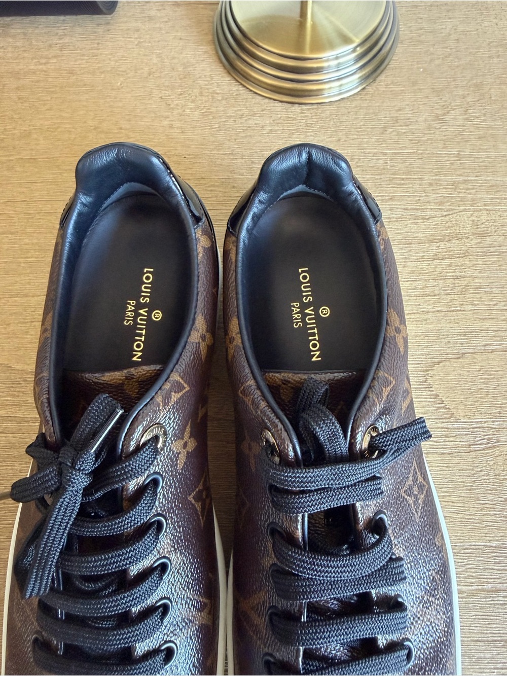 Louis Vuitton Brown Monogram Sneakers with Black Trim - Picture 12 of 12
